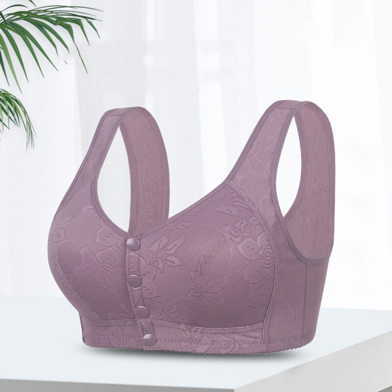 Lismali Rosette Bra Wireless Front Button Bra Large Size For Women