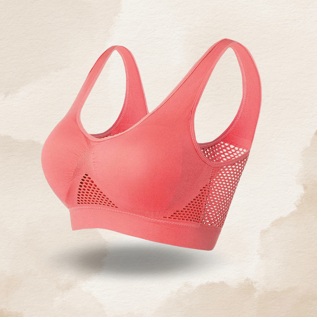 Seamless Wireless Mesh Breathable Cool Liftup Air Sports Bra Large Size Bra For Women