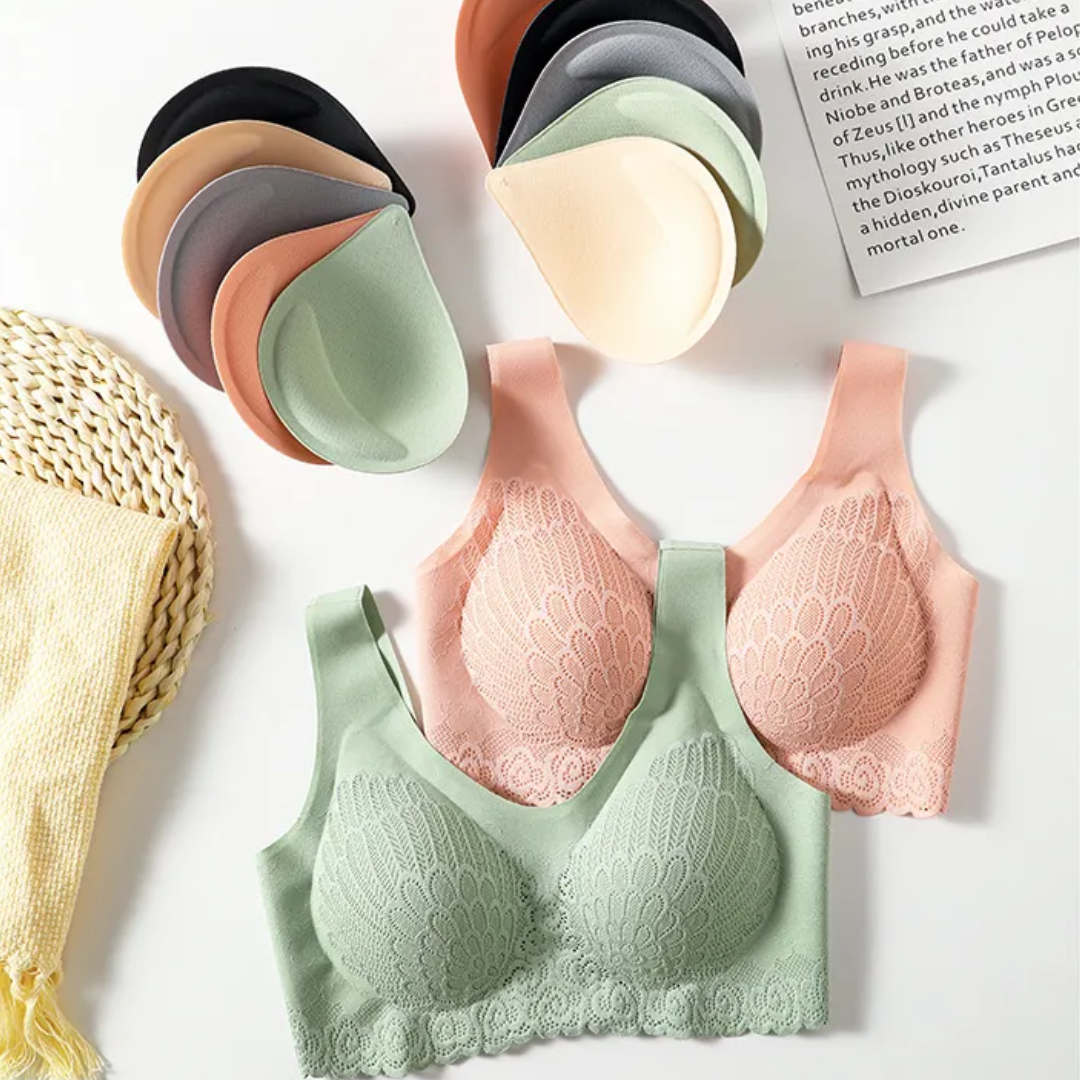 Lismali 5D Seamless Bra Wireless Lace Bra Large Size For Women