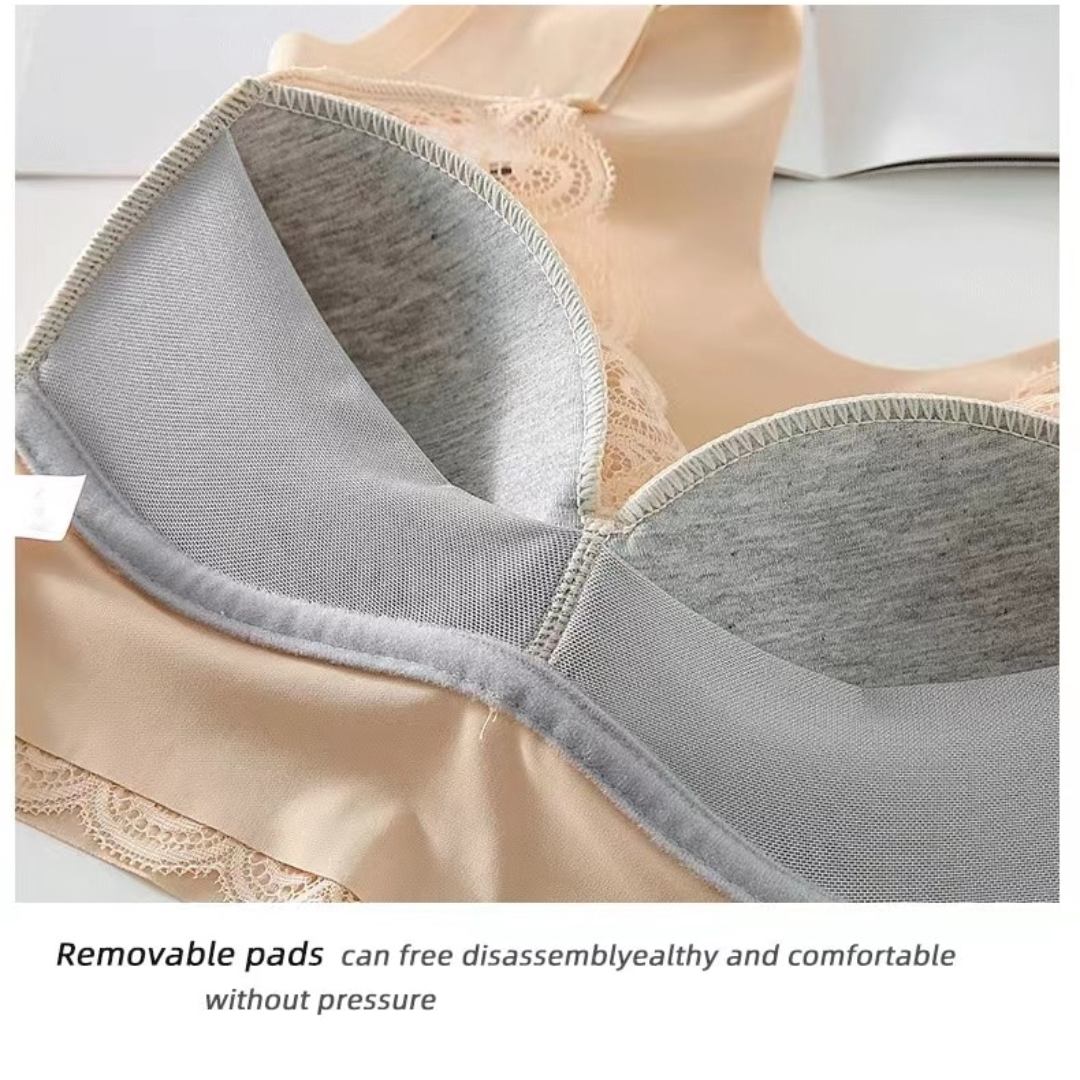 Lismali Seamless Bra Wireless Push Up Lace Bra Large Size For Women