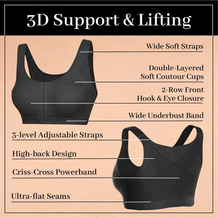 Posture Support Corrector Support Boost Bra Front Closure Bra Plus Size For Women