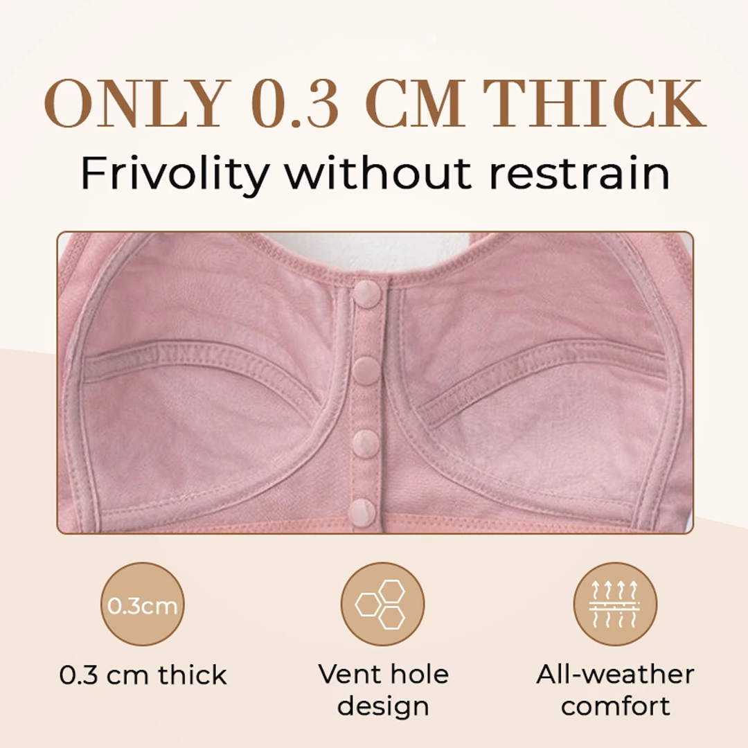 Pure Pink Daisy Bras - Snap Front Cotton Wireless Bras Huge Cup Size