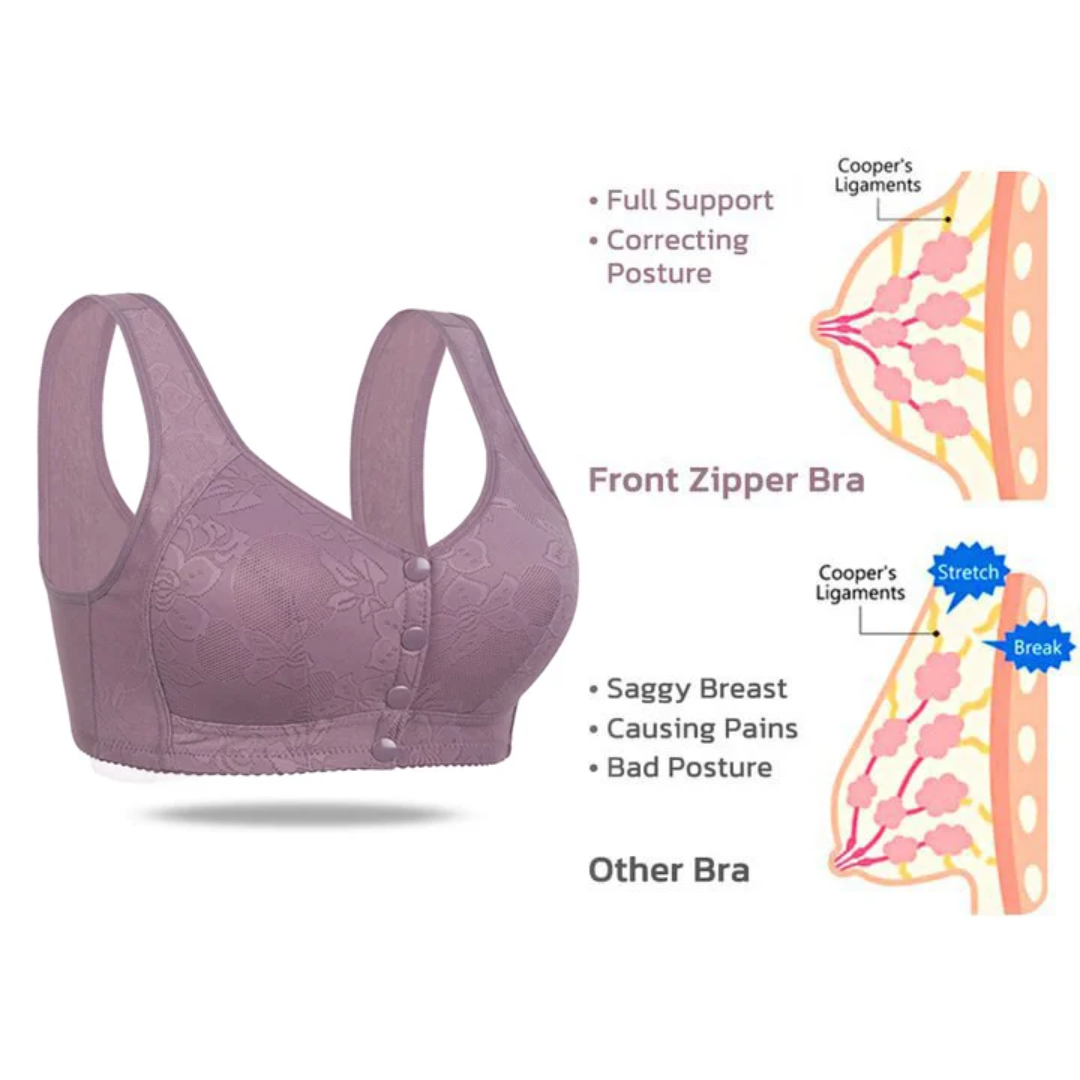 Lismali Rosette Bra Wireless Front Button Bra Large Size For Women