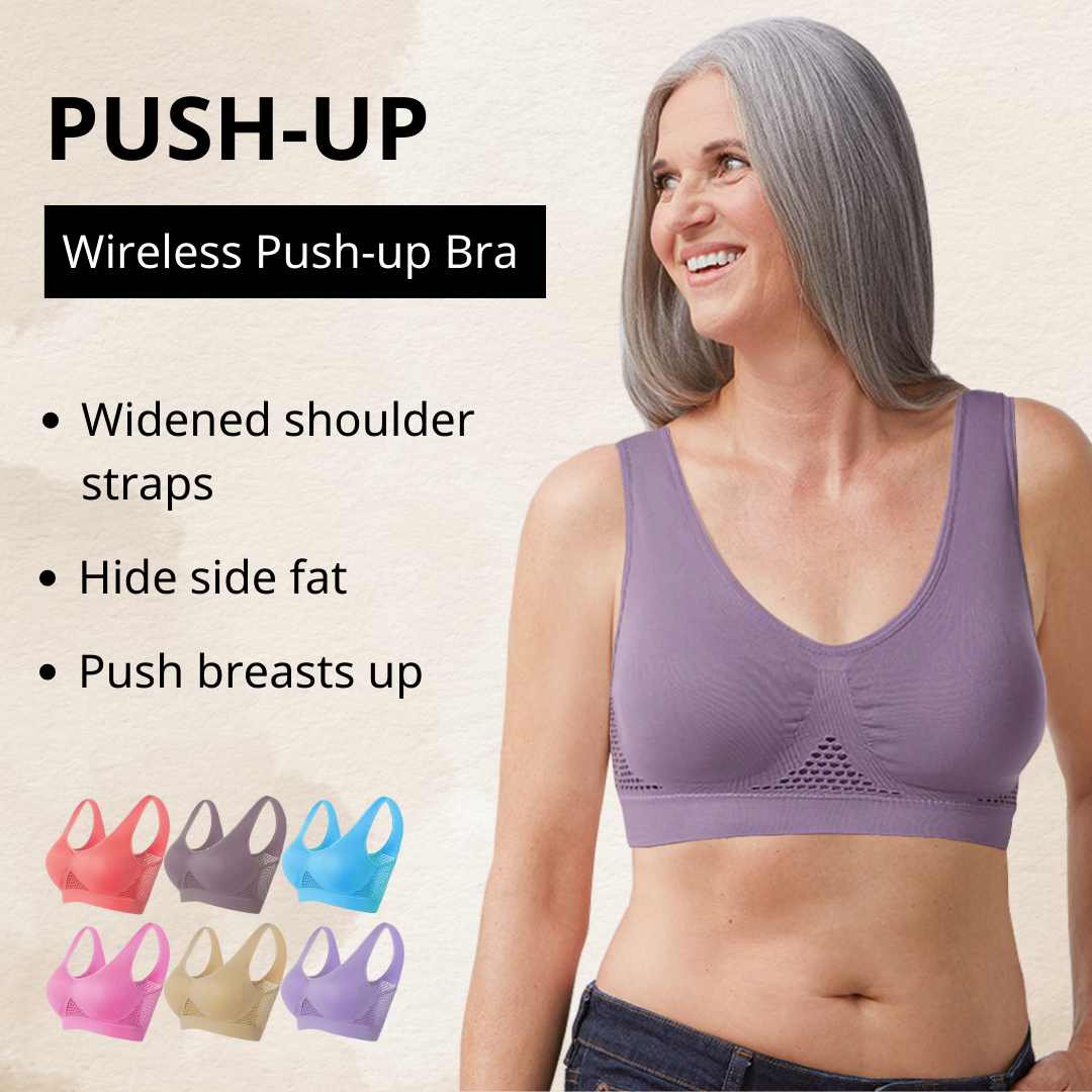Breathable Cool Lift Up Air Bra, Wireless Bras with Support and Lift  Women's Permeable Cooling Comfort Bra (Purple,5XL)