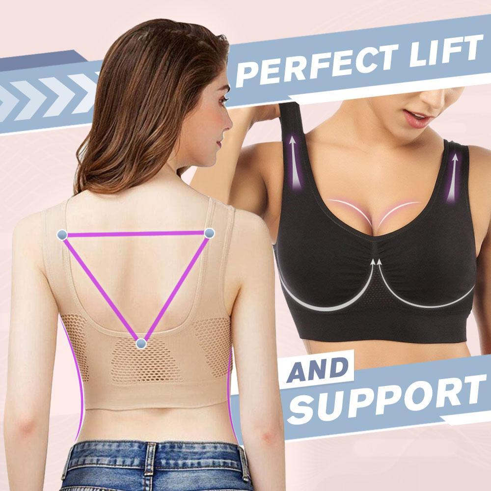 Seamless Wireless Mesh Breathable Cool Liftup Air Sports Bra Large Size Bra For Women