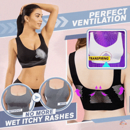 Seamless Wireless Mesh Breathable Cool Liftup Air Sports Bra Large Size Bra For Women