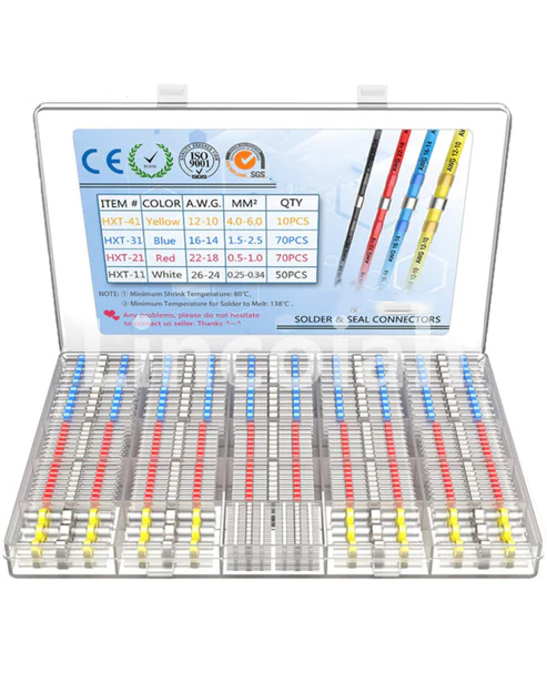 Solder Seal Wire Connectors Heat Shrink Waterproof Electrical Wire Terminals Connectors Kit