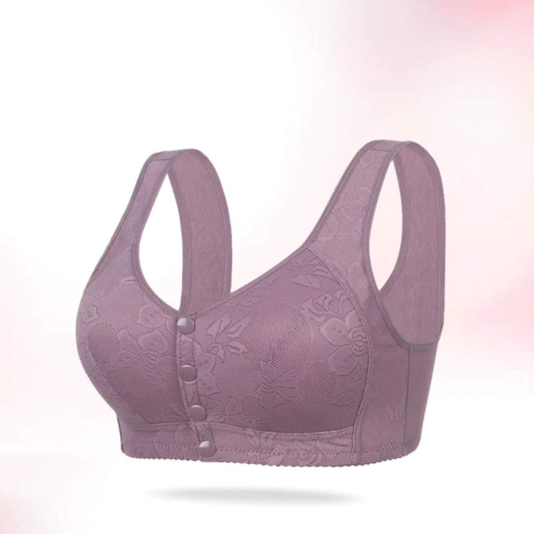 Lismali Rosette Bra Wireless Front Button Bra Large Size For Women