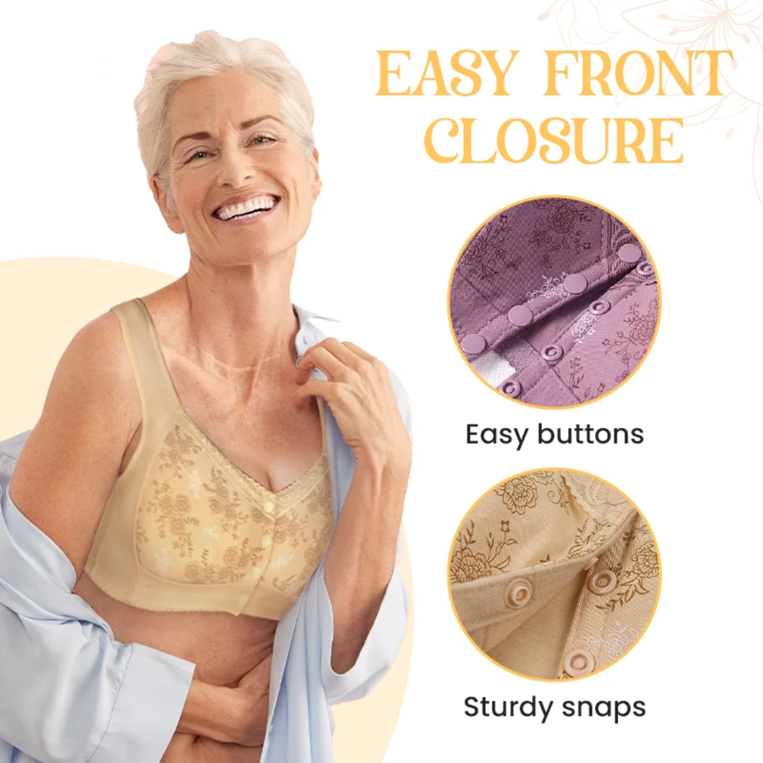 Rose Bra Wireless Front Button Bras Large Size For Women