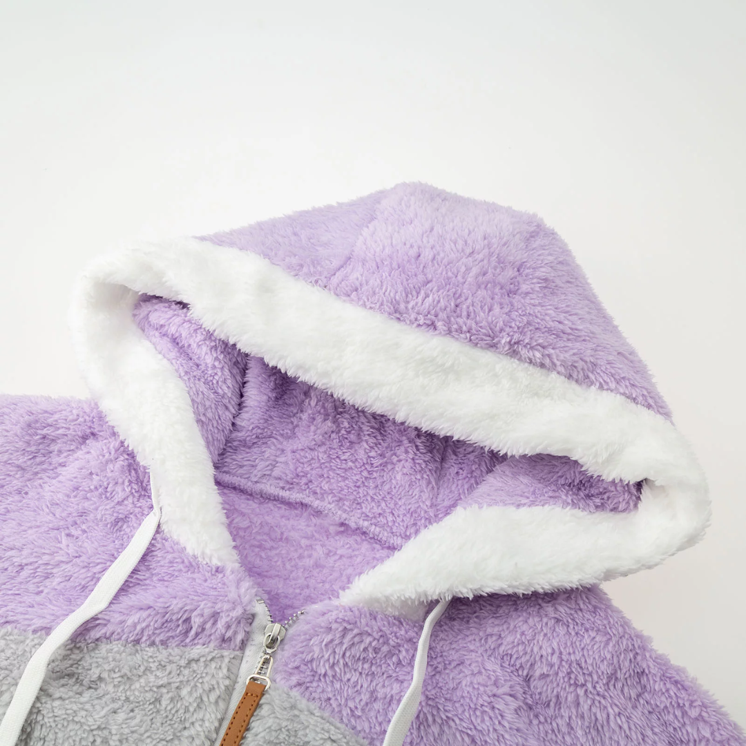 Contrasting Lamb Wool Padded Fleece Jacket