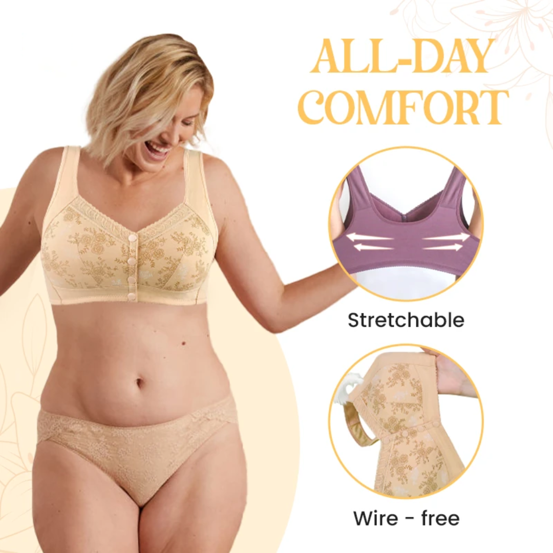 Rose Bra Wireless Front Button Bras Large Size For Women