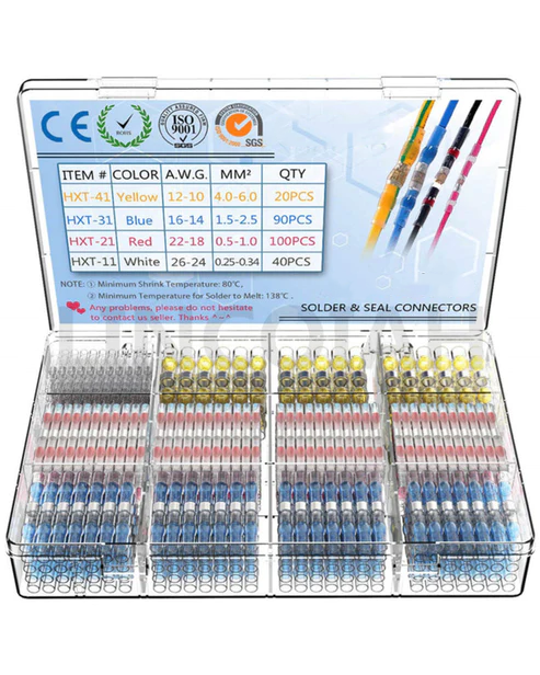 Solder Seal Wire Connectors Heat Shrink Waterproof Electrical Wire Terminals Connectors Kit