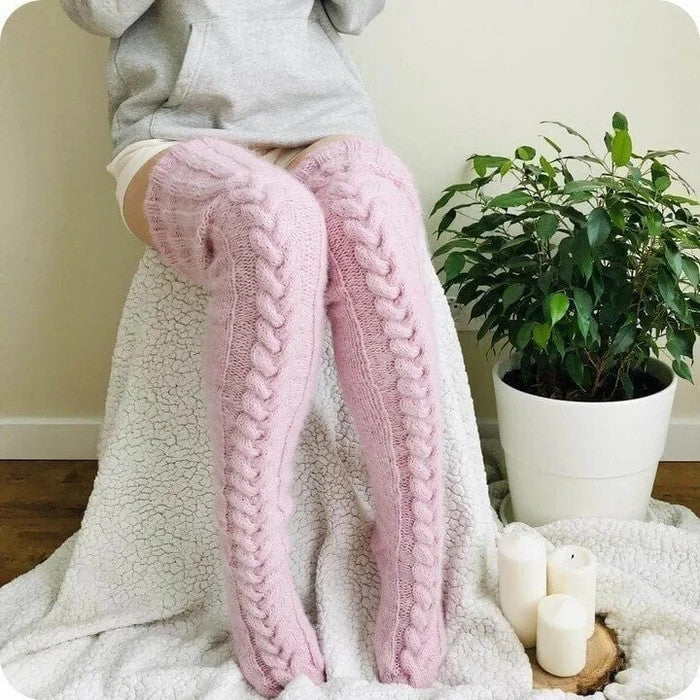 Over Knee Socks Thigh Cable Knitted High Boot Socks