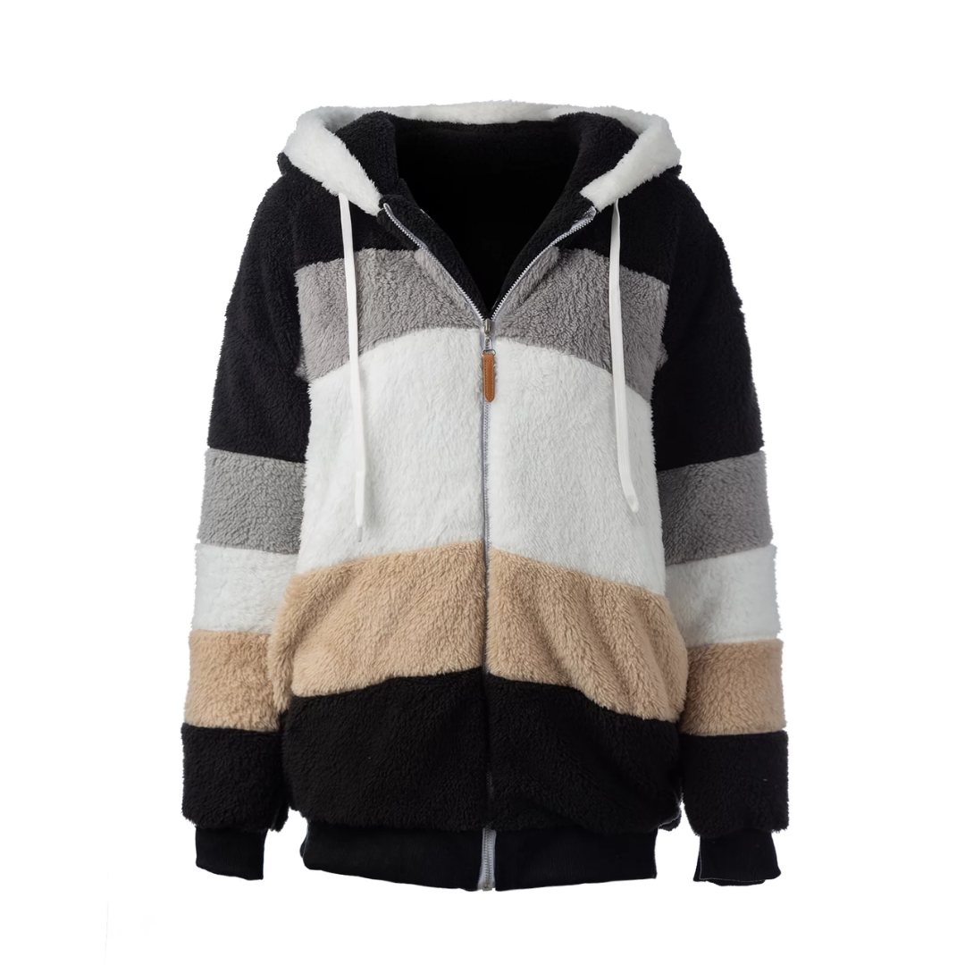 Contrasting Lamb Wool Padded Fleece Jacket