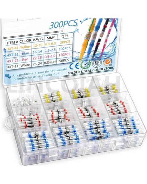 Solder Seal Wire Connectors Heat Shrink Waterproof Electrical Wire Terminals Connectors Kit