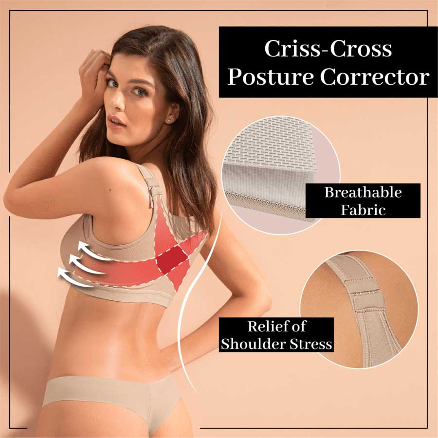 Posture Support Corrector Support Boost Bra Front Closure Bra Plus Size For Women