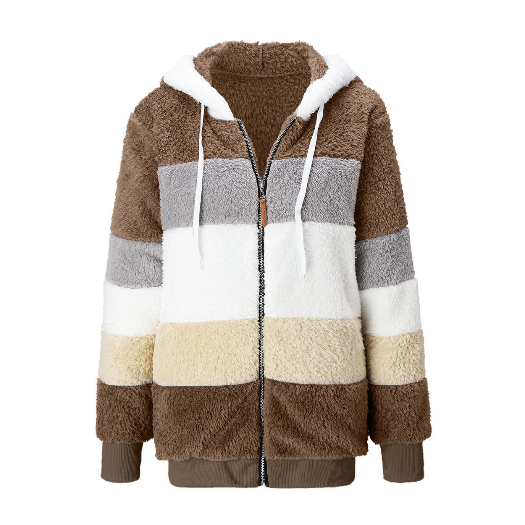 Contrasting Lamb Wool Padded Fleece Jacket