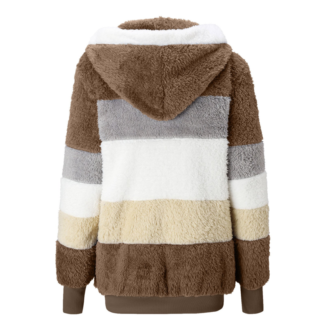 Contrasting Lamb Wool Padded Fleece Jacket
