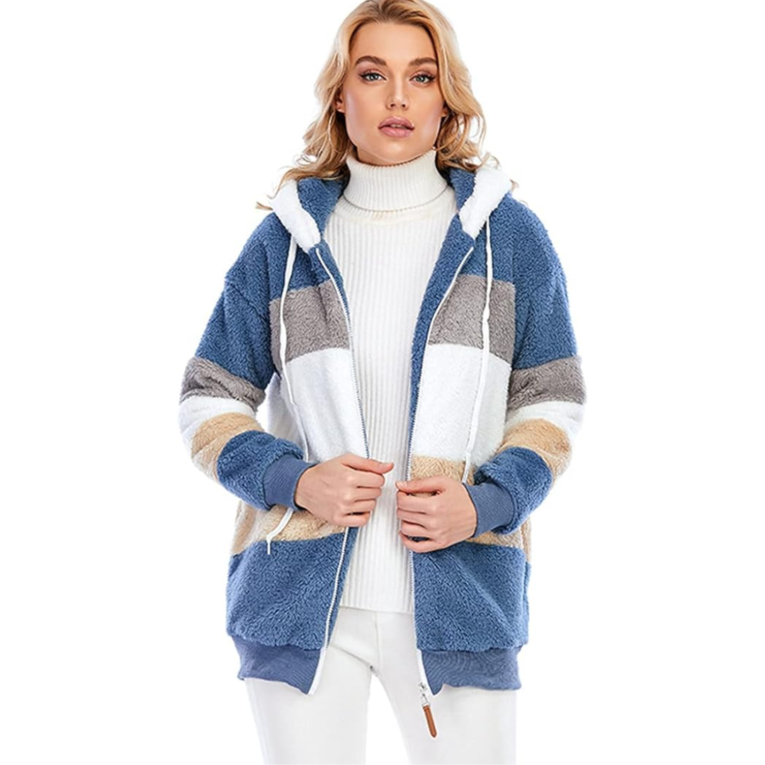 Contrasting Lamb Wool Padded Fleece Jacket