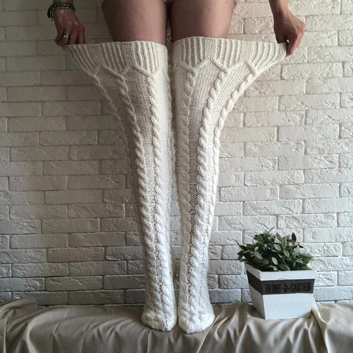 Over Knee Socks Thigh Cable Knitted High Boot Socks