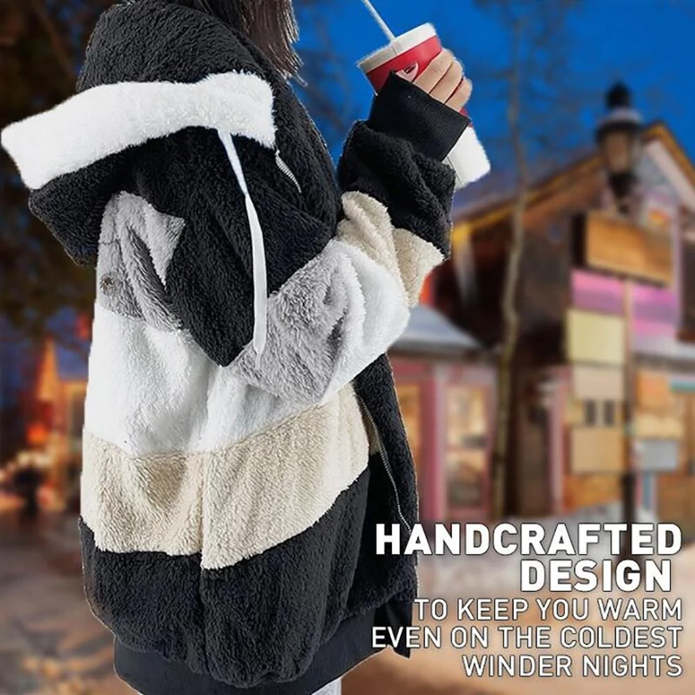 Contrasting Lamb Wool Padded Fleece Jacket