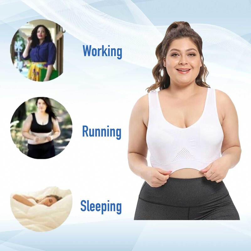 Seamless Wireless Mesh Breathable Cool Liftup Air Sports Bra Large Size Bra For Women
