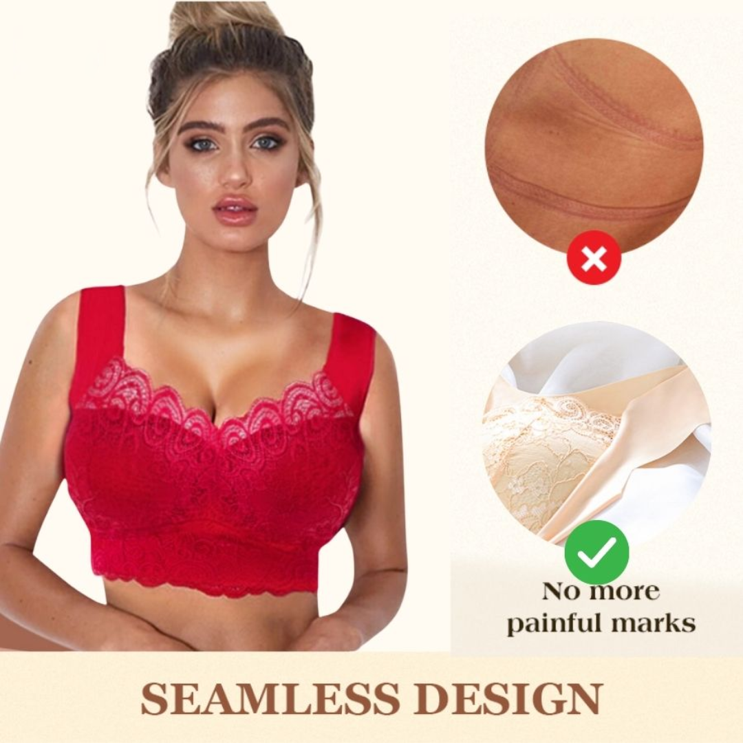 Lismali Seamless Bra Wireless Push Up Lace Bra Large Size For Women