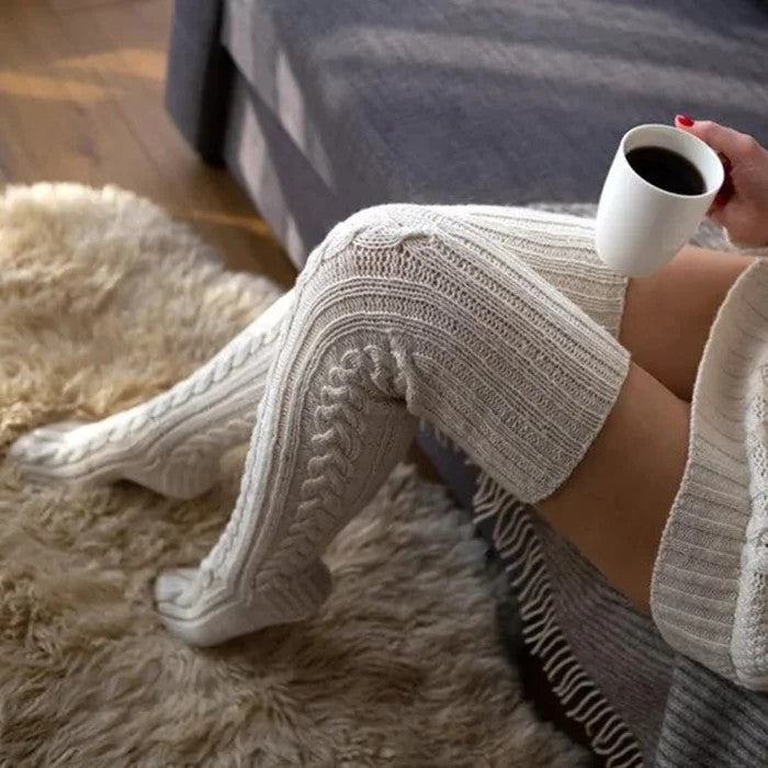 Over Knee Socks Thigh Cable Knitted High Boot Socks