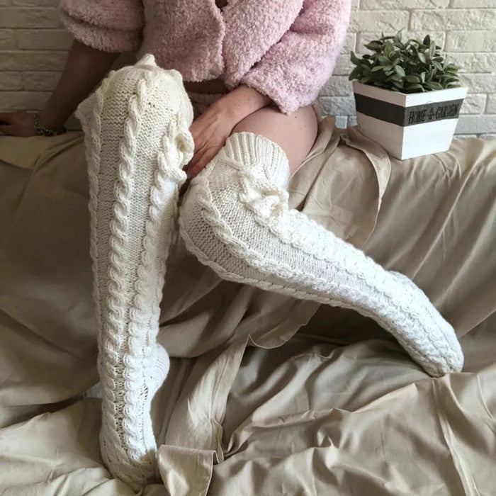 Over Knee Socks Thigh Cable Knitted High Boot Socks