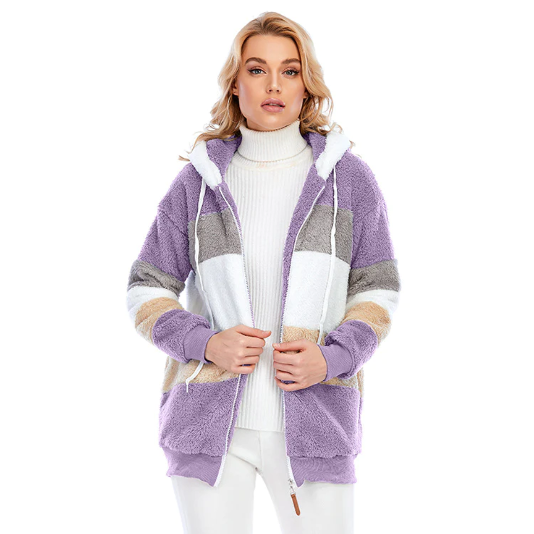 Contrasting Lamb Wool Padded Fleece Jacket