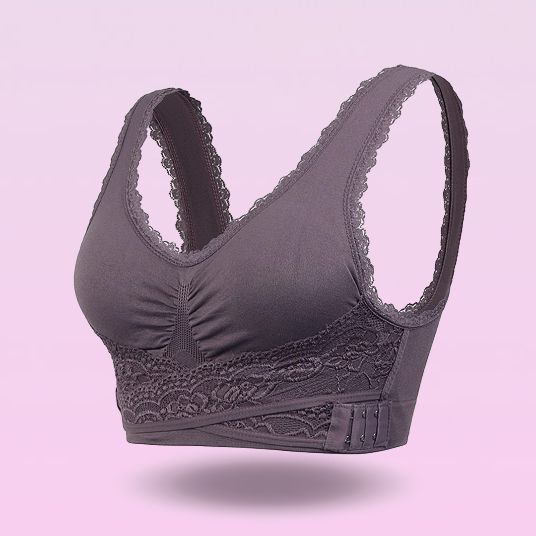 Lismali Comfy Corset Bra Front Cross Side Buckle Lace Bras