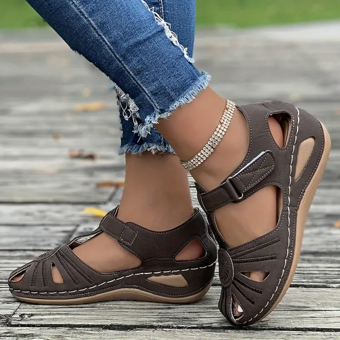 Airfleek Summer Floral Closed Toe Sandals For People With Bunions