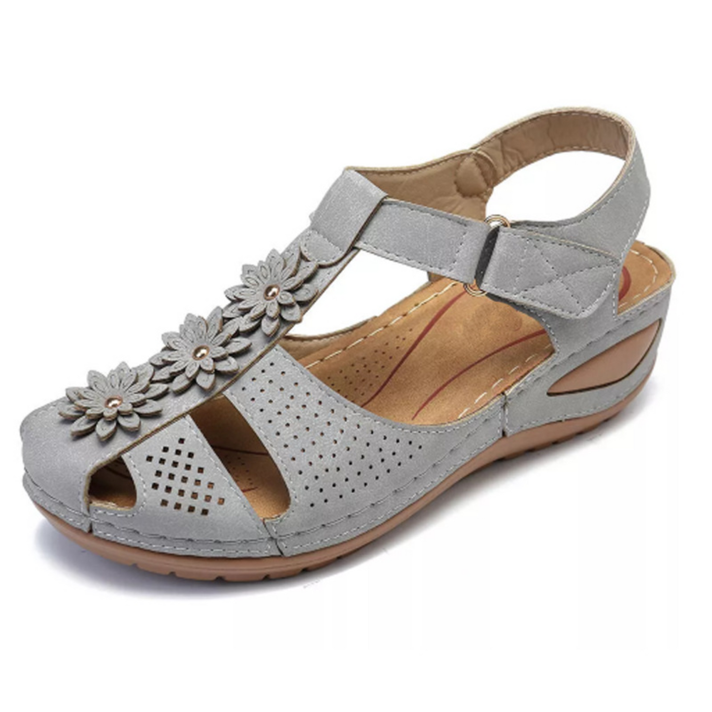 Airfleek Soft Sole Arch Support Closed Toe Wedge Sandals
