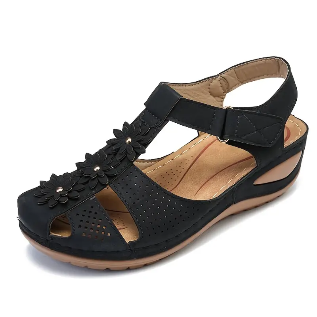 Airfleek Soft Sole Arch Support Closed Toe Wedge Sandals
