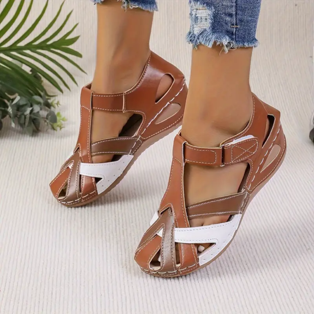 Airfleek Multicolor Wide Toe Box Closed Toe Wedge Sandals