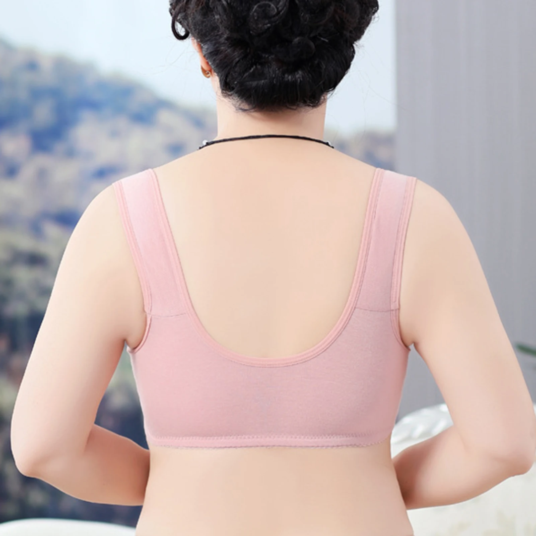 Pure Pink Daisy Bras - Snap Front Cotton Wireless Bras Huge Cup Size