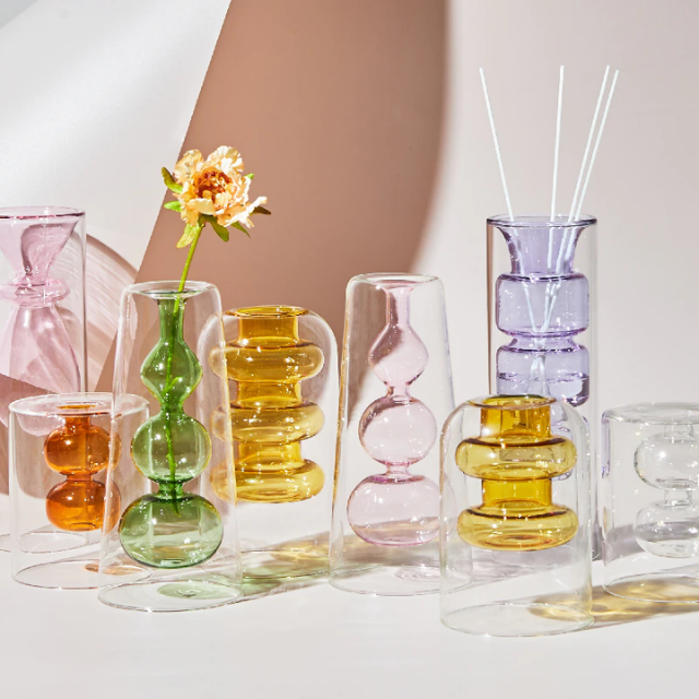Lismali Home and Decor Double Layer Glass Vase