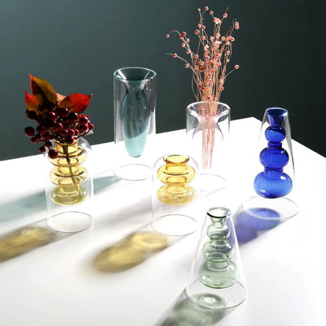 Lismali Home and Decor Double Layer Glass Vase