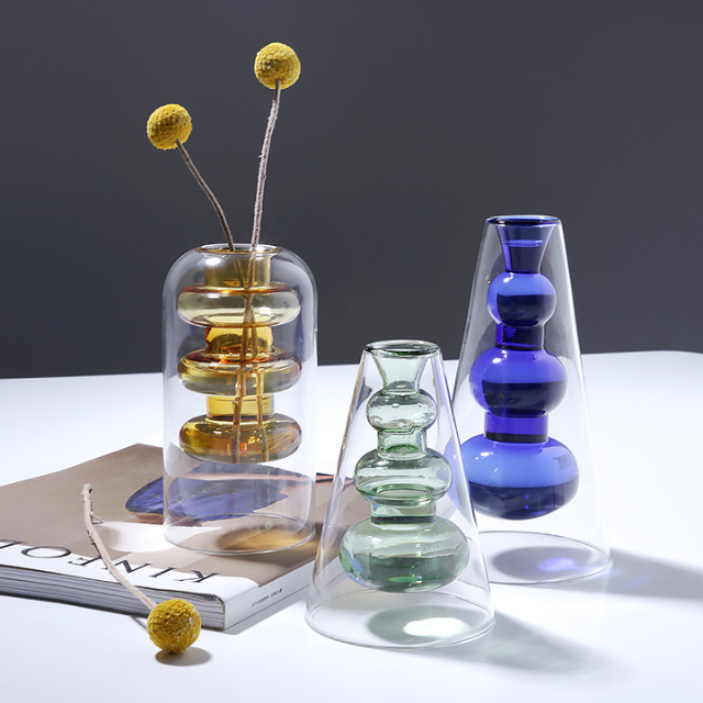 Lismali Home and Decor Double Layer Glass Vase
