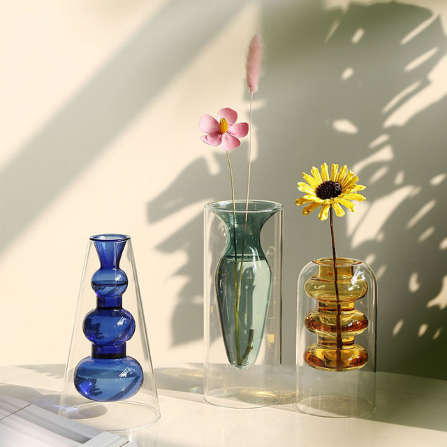 Lismali Home and Decor Double Layer Glass Vase