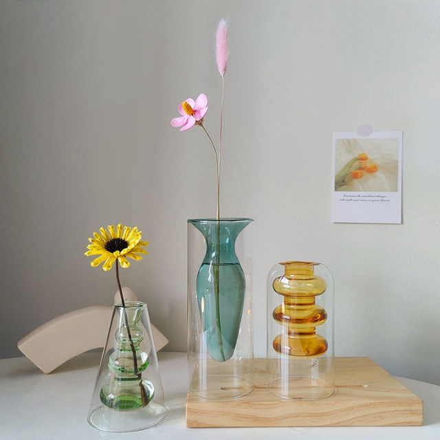 Lismali Home and Decor Double Layer Glass Vase