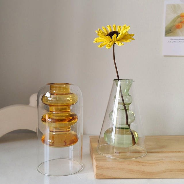 Lismali Home and Decor Double Layer Glass Vase