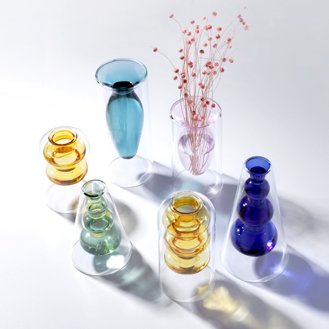 Lismali Home and Decor Double Layer Glass Vase