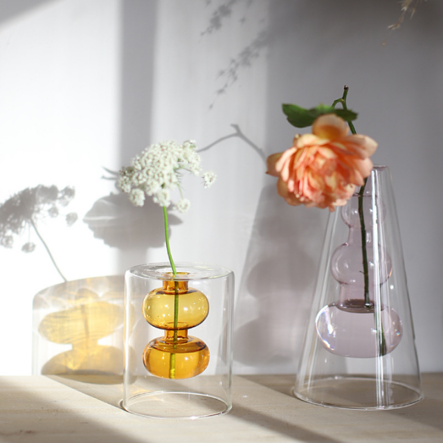 Lismali Home and Decor Double Layer Glass Vase