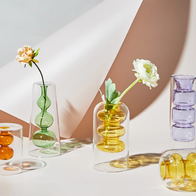 Lismali Home and Decor Double Layer Glass Vase