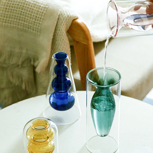 Lismali Home and Decor Double Layer Glass Vase