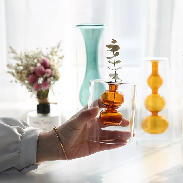 Lismali Home and Decor Double Layer Glass Vase