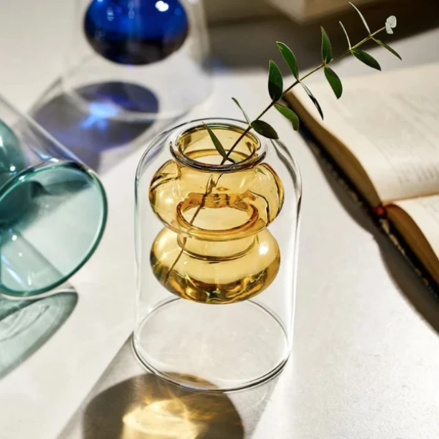 Lismali Home and Decor Double Layer Glass Vase