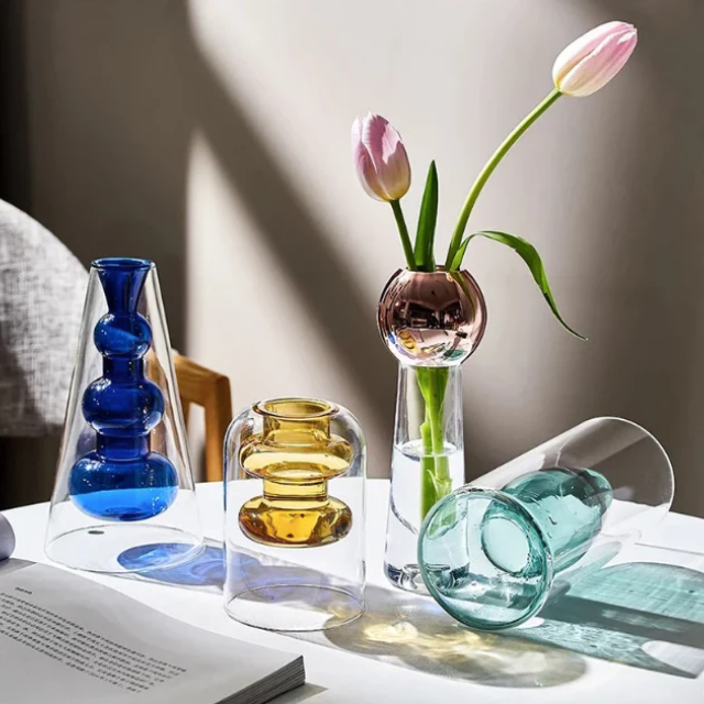 Lismali Home and Decor Double Layer Glass Vase