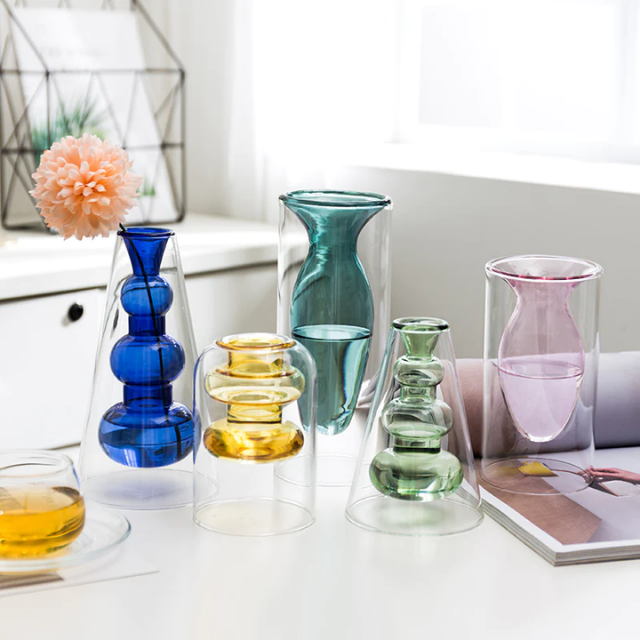 Lismali Home and Decor Double Layer Glass Vase